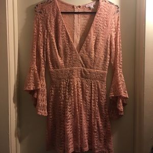 AGACI PINK LACE ROMPER FLOWY SLEEVES